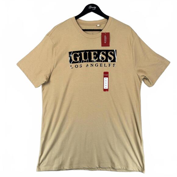 Guess Men's Greg Logo Crew Holofoil T-Shirt XL‎ Toasted Taupe - Picture 2 of 8